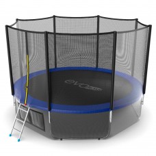 EVO JUMP External 12ft (Blue) + Lower net. Батут с внешней сеткой и лестницей, диаметр 12ft (синий) + нижняя сеть