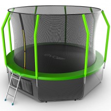 EVO JUMP Cosmo 12ft (Green) + Lower net. Батут с внутренней сеткой и лестницей, диаметр 12ft (зеленый) + нижняя сеть