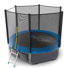 EVO JUMP External 8ft (Blue) + Lower net. Батут с внешней сеткой и лестницей, диаметр 8ft (синий) + нижняя сеть